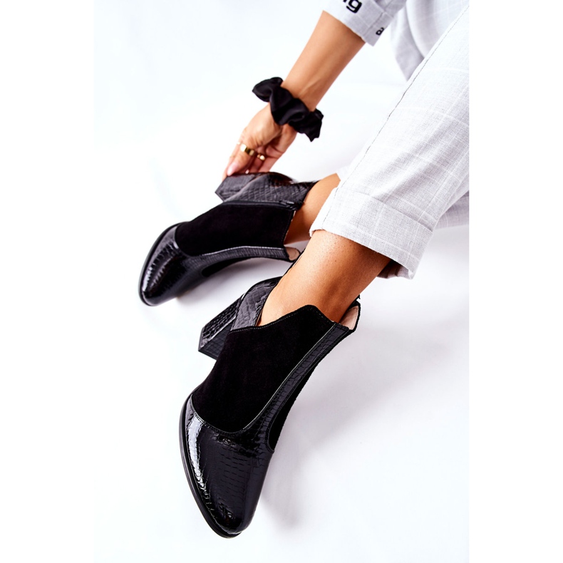 PA2 Botas de couro femininas com salto preto I Wish 2