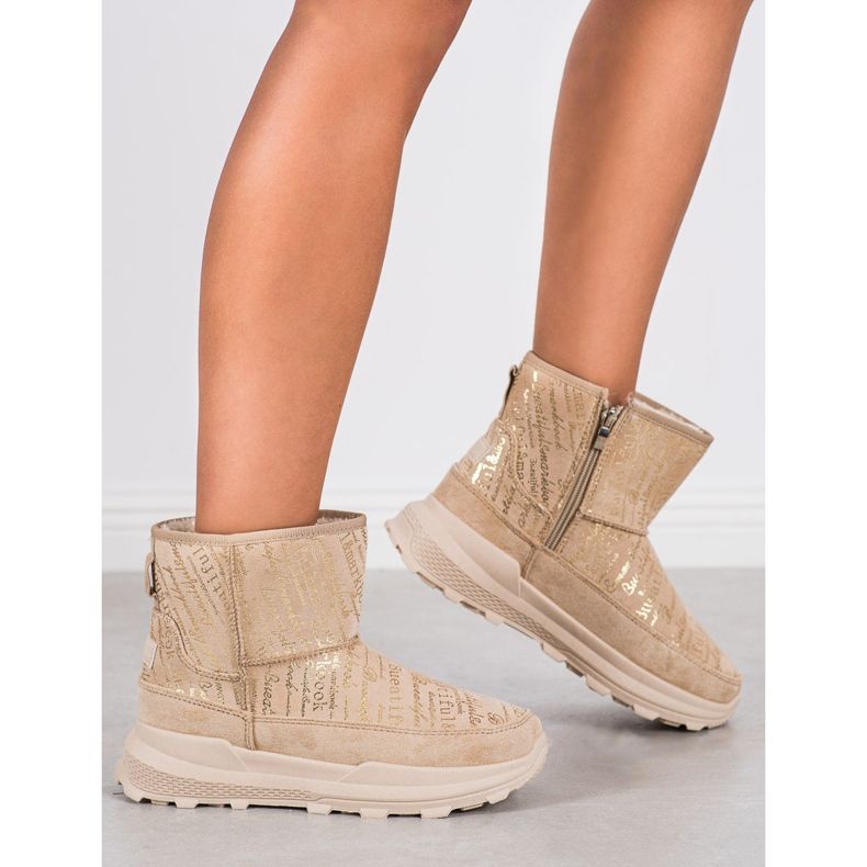 SHELOVET Mukluki caloroso na plataforma bege 1