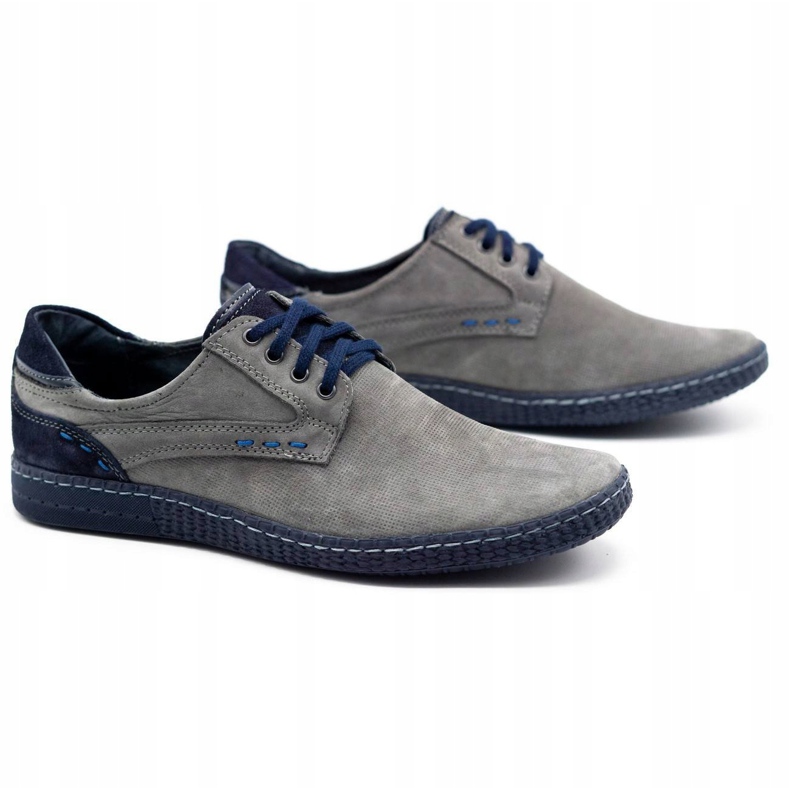 KOMODO Sapatos masculinos casuais 848 cinza azul marinho 2