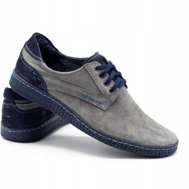KOMODO Sapatos masculinos casuais 848 cinza azul marinho 3