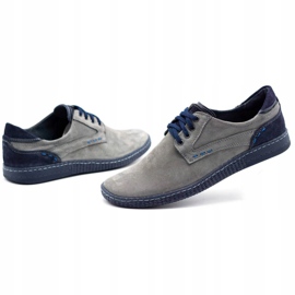 KOMODO Sapatos masculinos casuais 848 cinza azul marinho 4