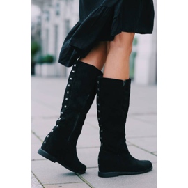 Botas pretas na cunha Nana coberta preto 1