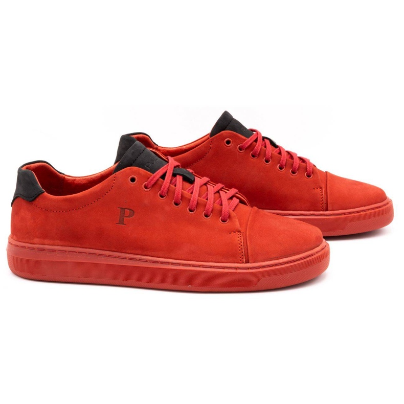 Polbut Sapatos de couro masculino 2109 vermelho 2