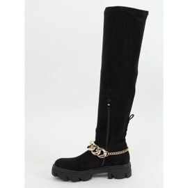 Botas acima do joelho com sola grossa ML174 microfibra preta preto 1