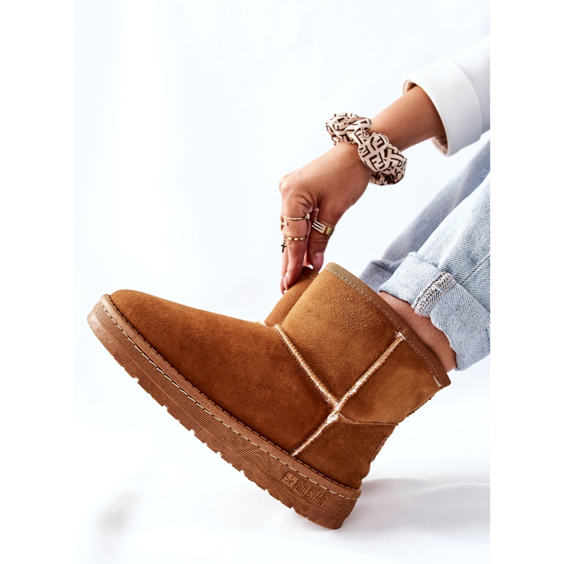 Botas de couro femininas para neve Big Star II274441 Camel marrom 2