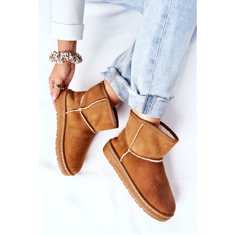 Botas de couro femininas para neve Big Star II274441 Camel castanho 1