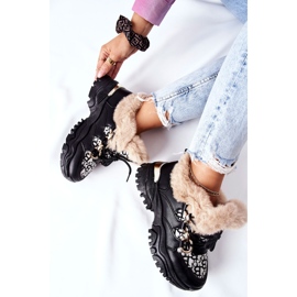 Calçados esportivos femininos com isolamento térmico batimentos cardíacos pretos 1