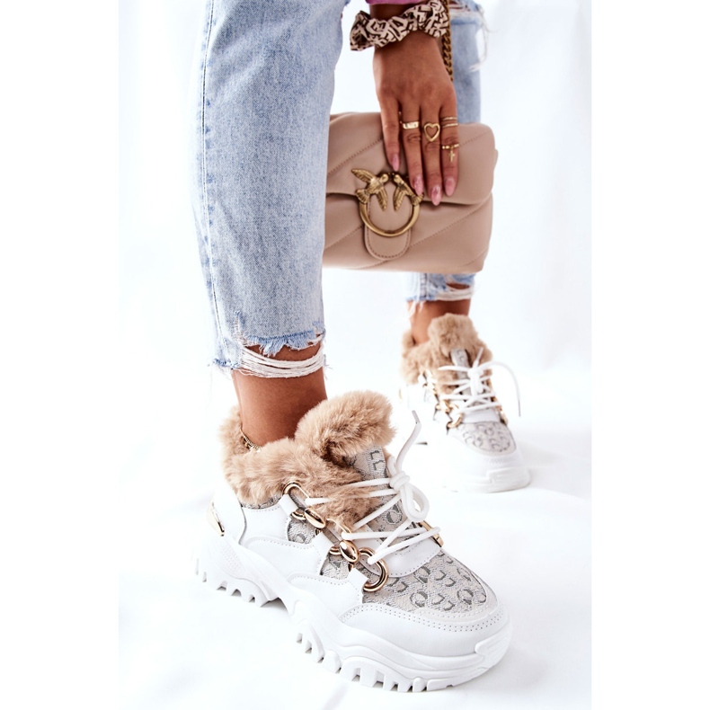 Tênis femininos com isolamento térmico, batimentos cardíacos brancos 1