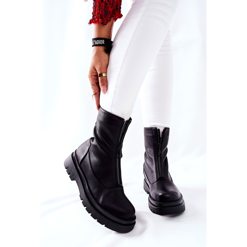 PE1 Botas femininas com zíper Black Tierra preto 1