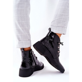 S.Barski Botas de trabalho lacadas pretas Vica preto 2