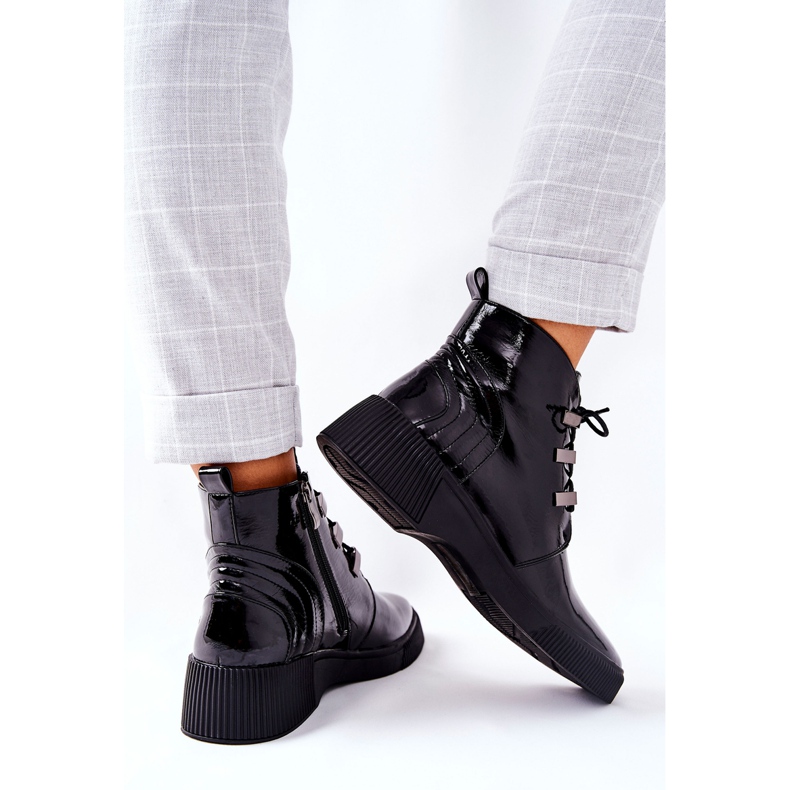 S.Barski Botas de trabalho lacadas pretas Vica preto 2