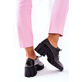 S.Barski Sapatos laqueados e amarrados em preto e cinza da Mosa 1