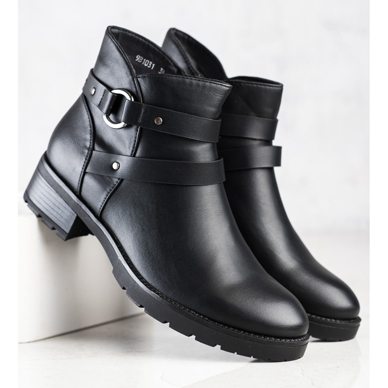 Clowse Botas casuais com cinto decorativo preto 2 Clowse Botas casuais com cinto decorativo preto 2