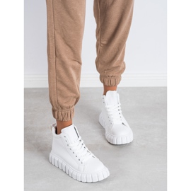 SHELOVET Tênis elegantes brancos com couro ecológico 1