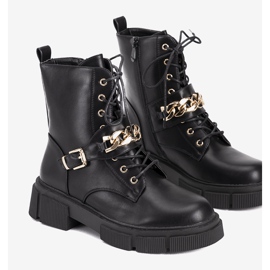 Botas de caminhada pretas com corrente Laurette dourada preto 1