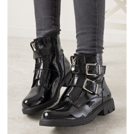 Botas femininas com patente preta Bonami preto 1