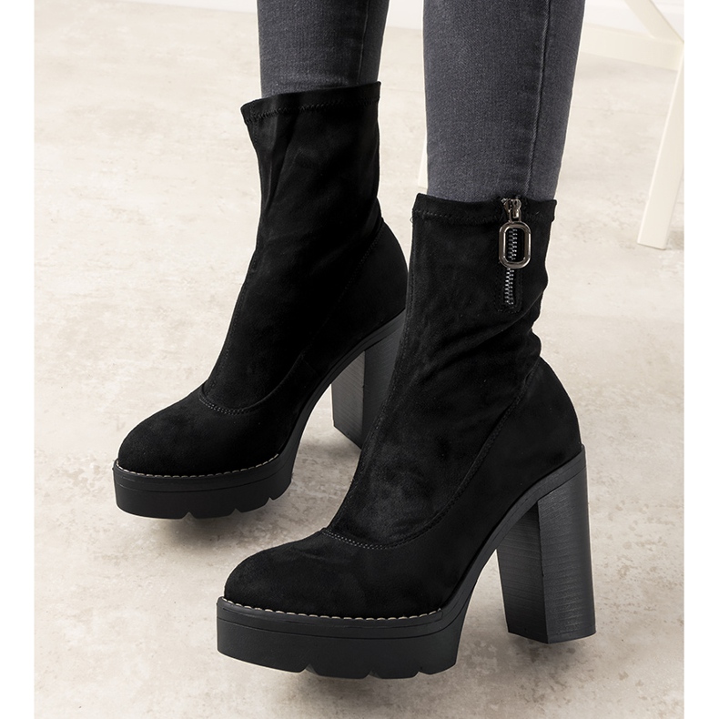 Botas femininas pretas de camurça Laurene preto 1