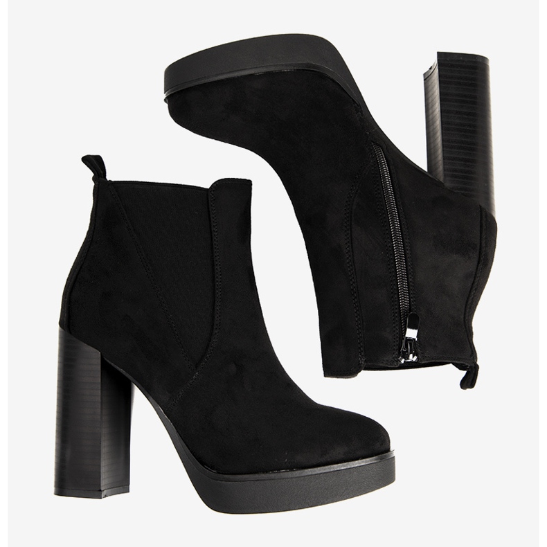 Botas femininas negras em poste alto de Lacasse preto 1