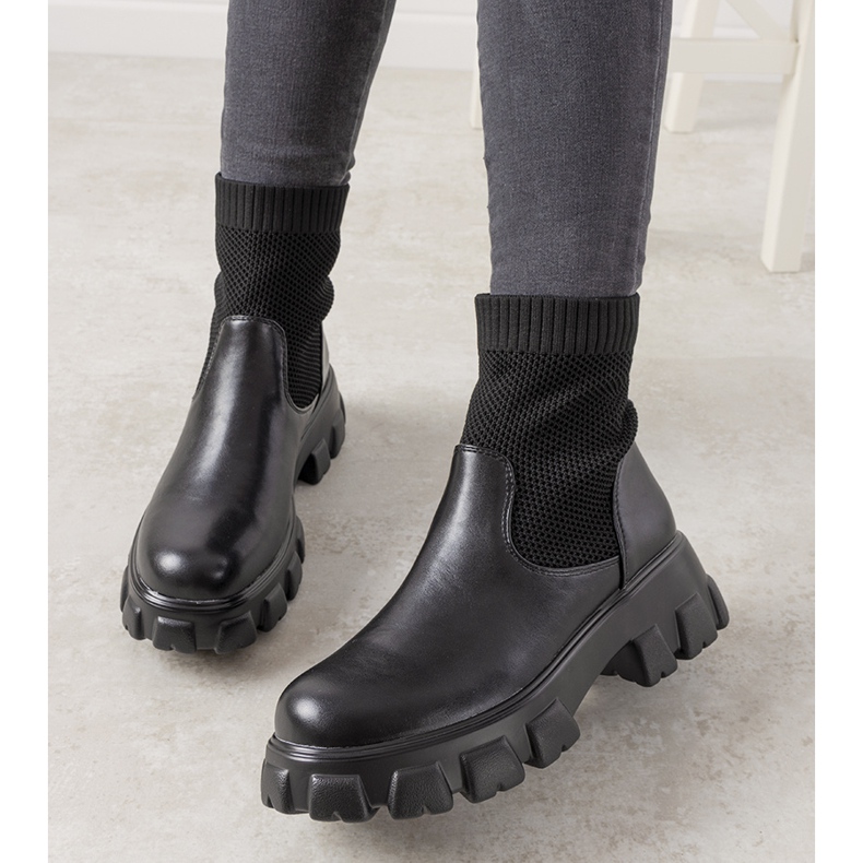 Botas pretas com meia da Slainie preto 1 Botas pretas com meia da Slainie preto 1
