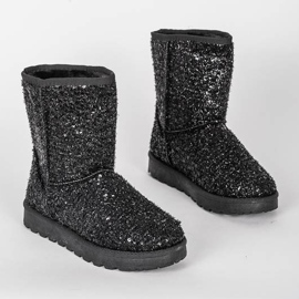 Botas de neve pretas brilhantes da lua preto prata 1 Botas de neve pretas brilhantes da lua preto prata 1