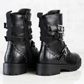 Erynn Trabalhadores pretos com fivelas decorativas 1