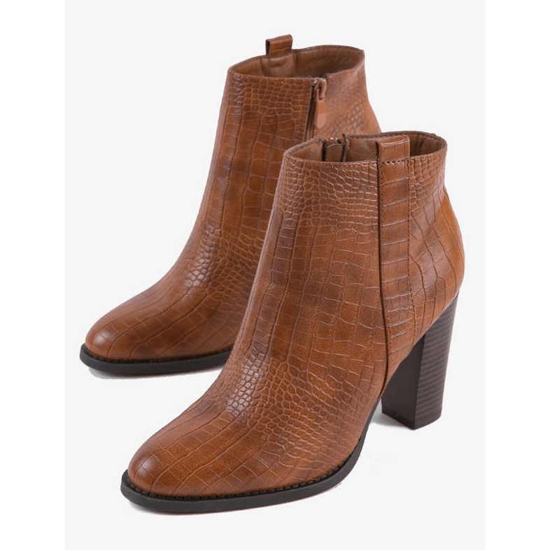 Botas de camelo no poste de crocodilo com padrão Remini castanho 2