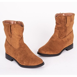 Botas de cano curto de camelo com salto Buena coberto bege marrom 1