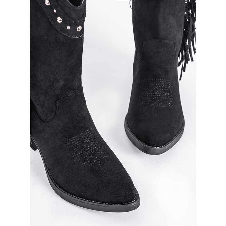 Botas de cowboy pretas com jatos Clover preto 1 Botas de cowboy pretas com jatos Clover preto 1