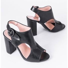 Sandálias pretas no poste Caitlin preto 1