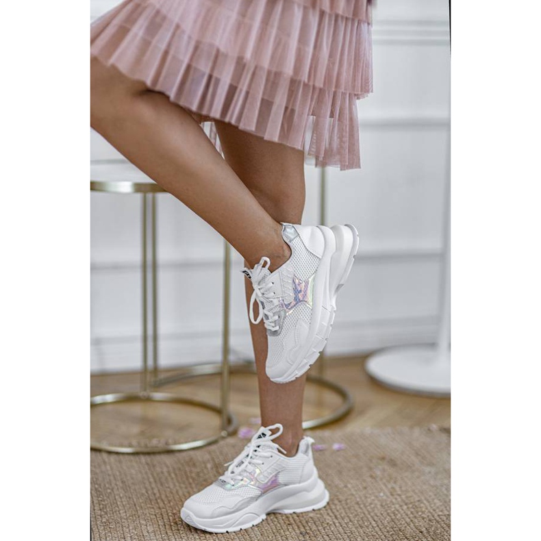 Tênis branco para meninas modernas cinza 2