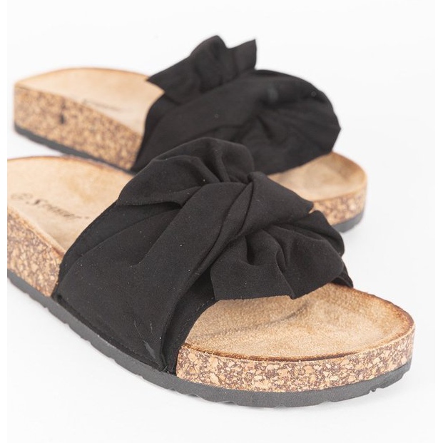 Chinelos pretos com laço Step Of Pleasure 1