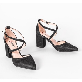 Sapatos pretos no poste Shine prata 1