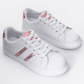 Sapatilhas brancas com enfeites Abbie branco rosa 1