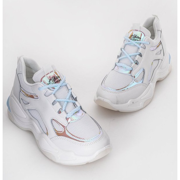 Tênis branco com sola grossa da Big Fun azul 1