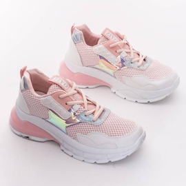 Tênis femininos cor-de-rosa para meninas modernas branco 1