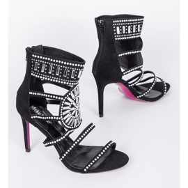 Sandálias pretas com salto agulha da Tisha preto 1