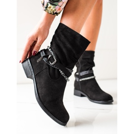 Anesia Paris Botas de camurça com riscas decorativas preto 2