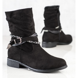 Anesia Paris Botas de camurça com riscas decorativas preto 1
