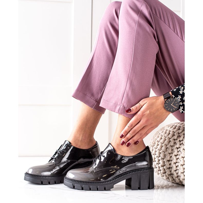 S. BARSKI Sapatos lacados S.BARSKI preto cinza 1