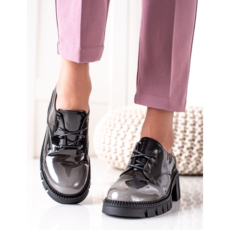 S. BARSKI Sapatos lacados S.BARSKI preto cinza 2