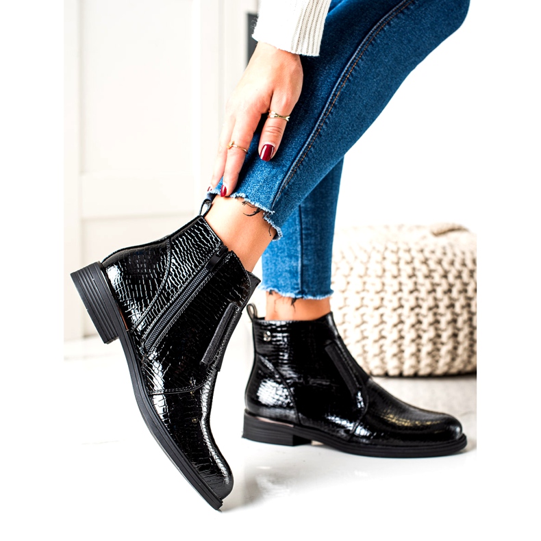 Botins envernizados com padrão animal Sergio Leone BT400 Preto 3