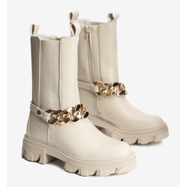 Botas bege com corrente Luce dourada 1