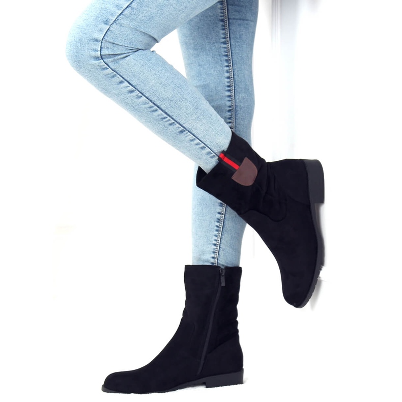 Botas rasas femininas negras 1707 pretas preto 1