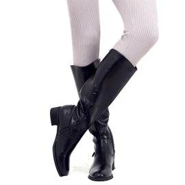 Botas de equitação femininas negras BH311 Preto Pu 1