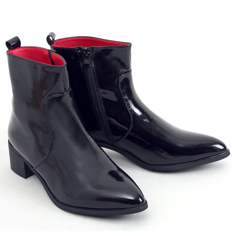 Botas pretas laqueadas de salto baixo F5790 preto 1