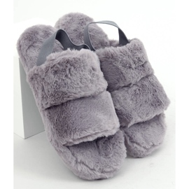 Chinelos femininos de pele cinza N-92 Gray 1