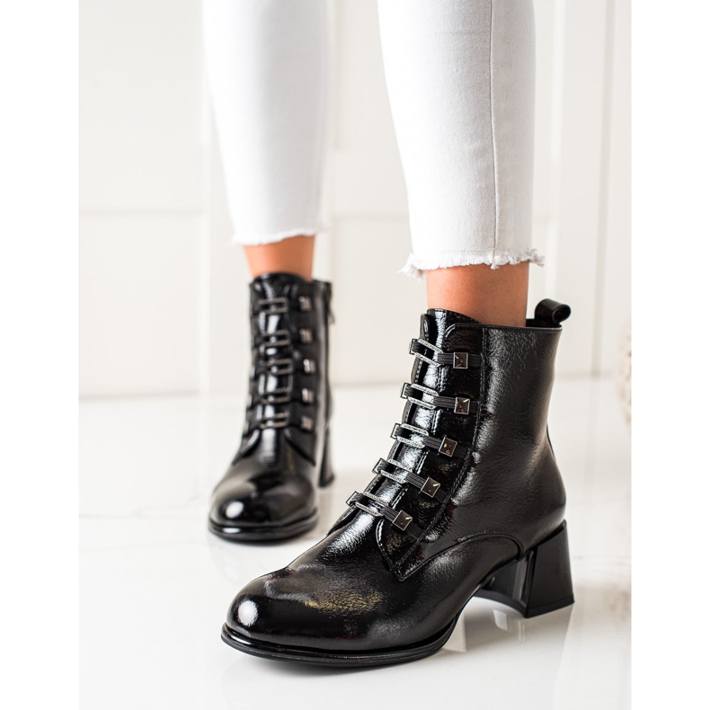 S. BARSKI Botas confortáveis ​​de salto alto preto 1