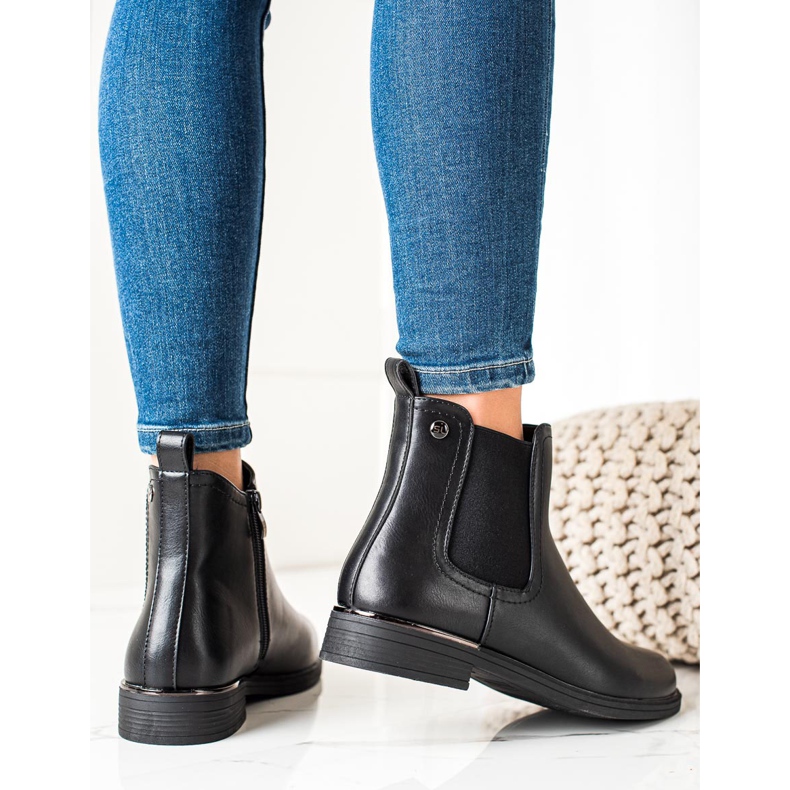 Sergio Leone Botas pretas clássicas com zíper preto 1