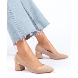 Goodin Bombas de camurça elegantes bege 1