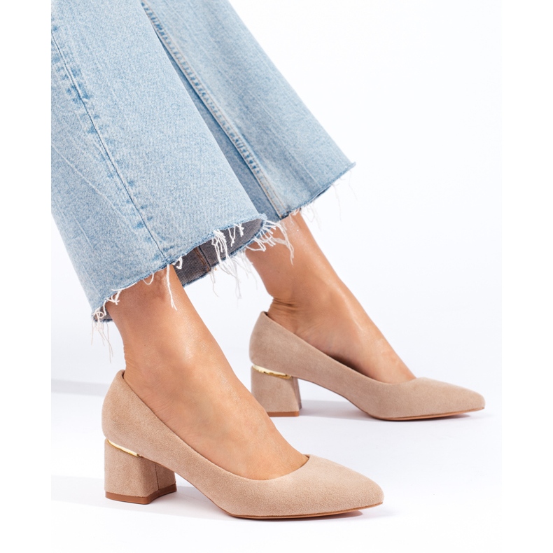 Goodin Bombas de camurça elegantes bege 1